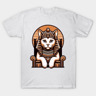 Egyptian Cat Goddess T-Shirt, Sphinx Cat Pharaoh Tee, Unisex Ancient Egypt Shirt, Casual Cotton Top, Gift for Cat Lovers T-Shirt